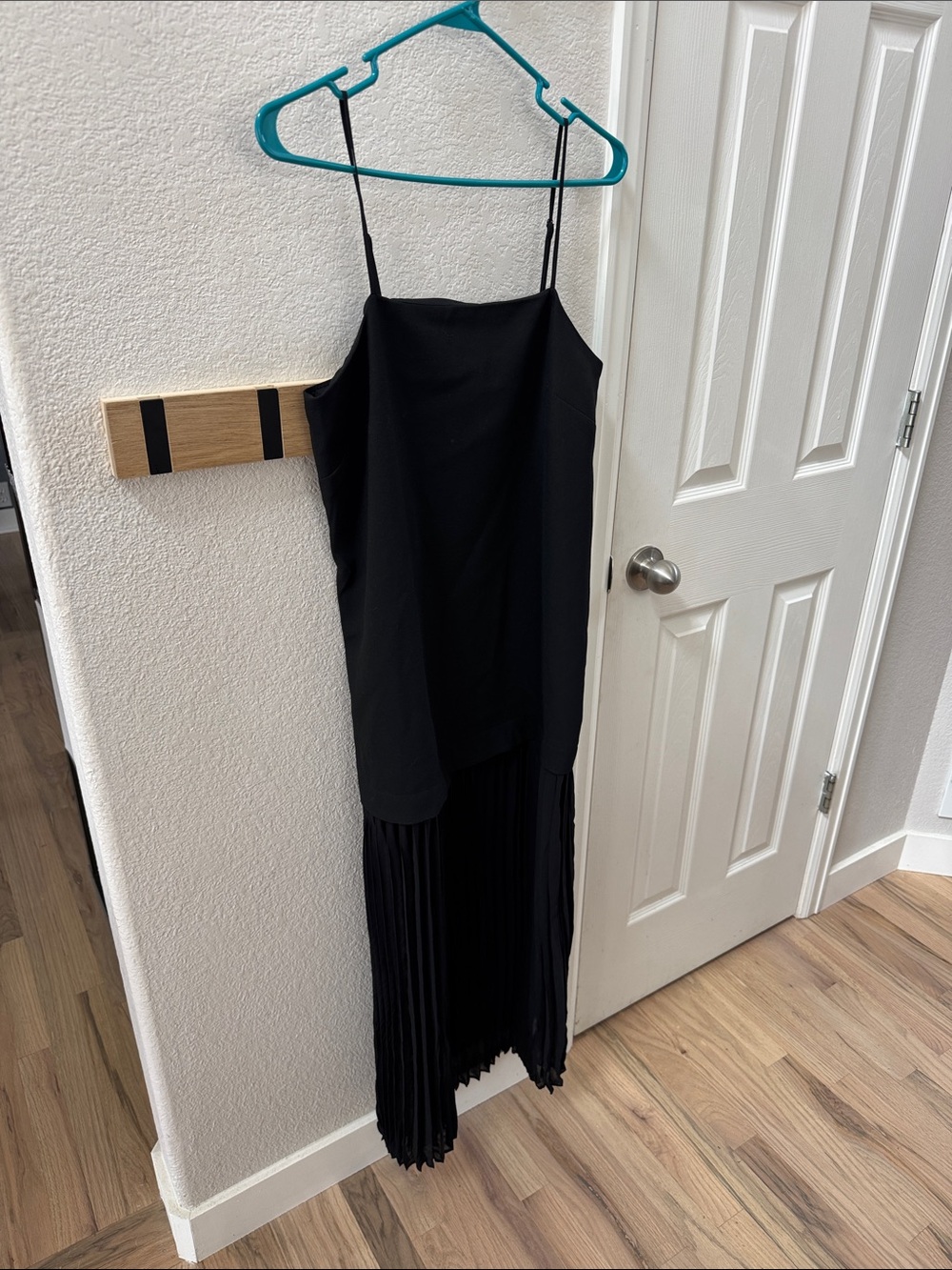 Banana Republic Black Midi Slip Dress with Pleated Hem